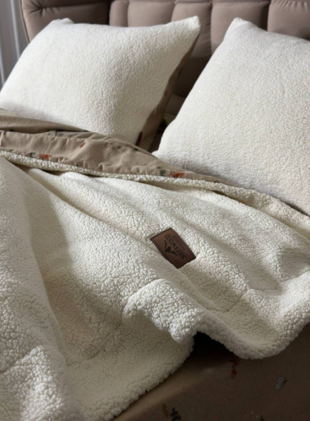 Зимовий комплект постільної білизни двосторонній Wooden Krem євро Туреччина