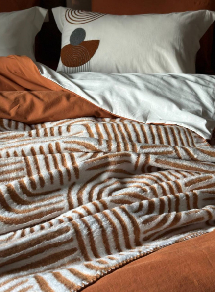 Комплект постільної білизни з вишивкою і пледом Babil kiremit євро Туреччина