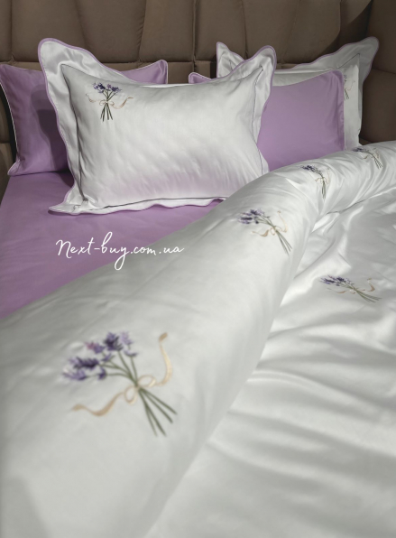 Maison D'or Lavander Embrodery lilac постельное белье евро 200х220 сатин с вышивкой