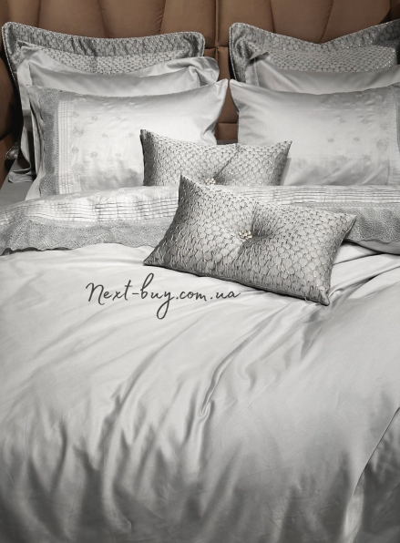 Maison D'or Roesia Estee Grey постельное белье евро 200х220 сатин с вышивкой