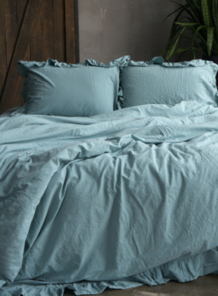 Эксклюзивное постельное белье Limasso Mineral Blue 200x220 из вареного хлопка