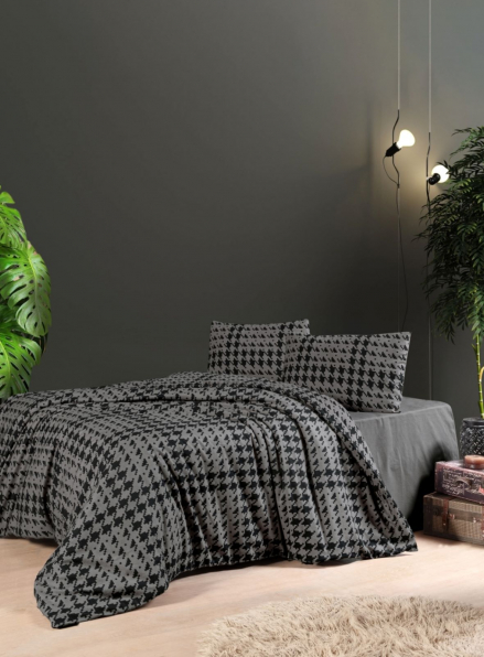 Постільна білизна First Choice фланель Sadora anthracite полуторна 160х220