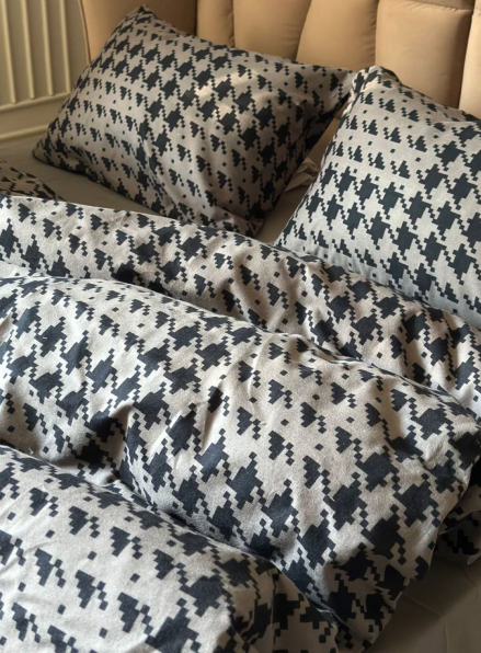 Постільна білизна First Choice фланель Sadora anthracite полуторна 160х220