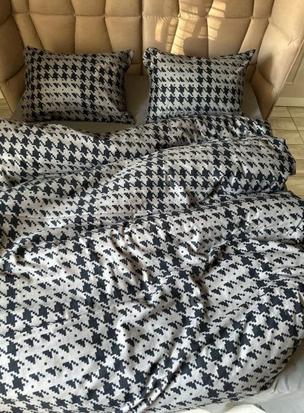 Постільна білизна First Choice фланель Sadora anthracite полуторна 160х220