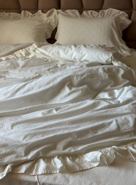 Ексклюзивна постільна білизна Limasso Snow White 200x220 з вареної бавовни