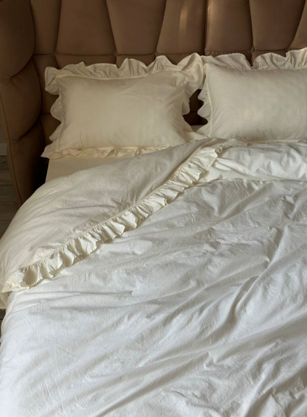 Ексклюзивна постільна білизна Limasso Snow White 200x220 з вареної бавовни