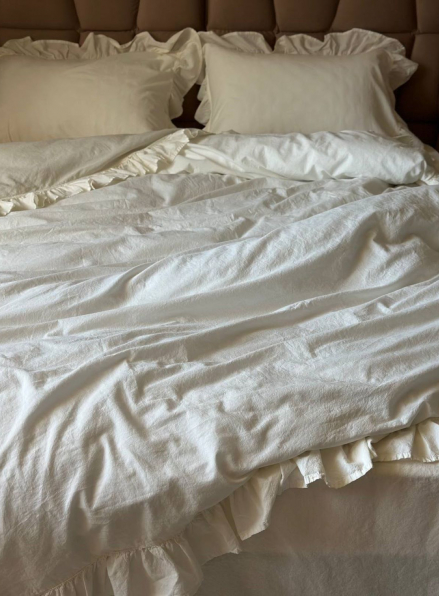Ексклюзивна постільна білизна Limasso Snow White 200x220 з вареної бавовни