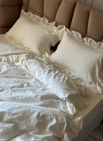 Ексклюзивна постільна білизна Limasso Snow White 200x220 з вареної бавовни