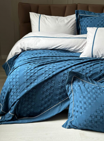 Постільна білизна з піке Saheser Helen blue євро 200х220