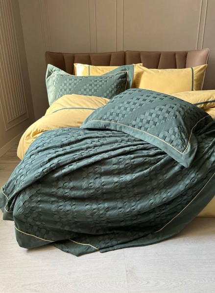 Постільна білизна з піке Saheser Helen green євро 200х220