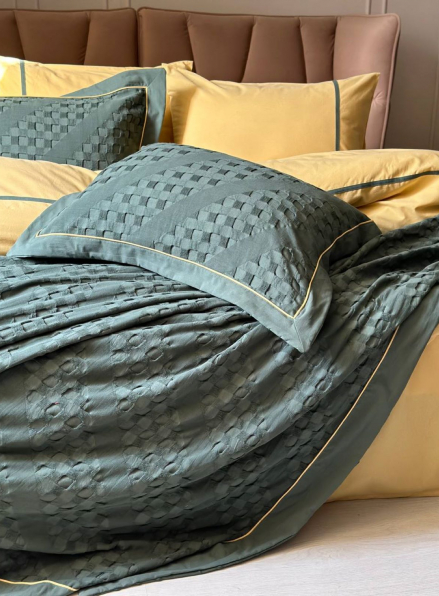 Постільна білизна з піке Saheser Helen green євро 200х220