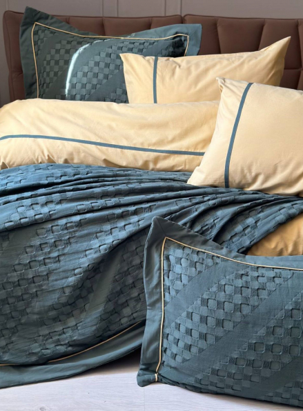 Постільна білизна з піке Saheser Helen green євро 200х220