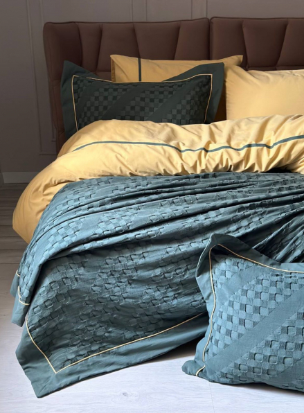 Постільна білизна з піке Saheser Helen green євро 200х220