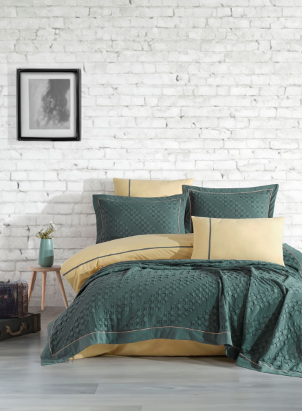 Постільна білизна з піке Saheser Helen green євро 200х220