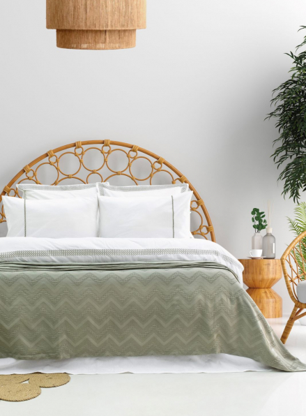 Постільна білизна з піке Saheser Noemi green євро 200х220