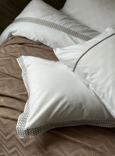 Постільна білизна з піке Saheser Noemi mink євро 200х220