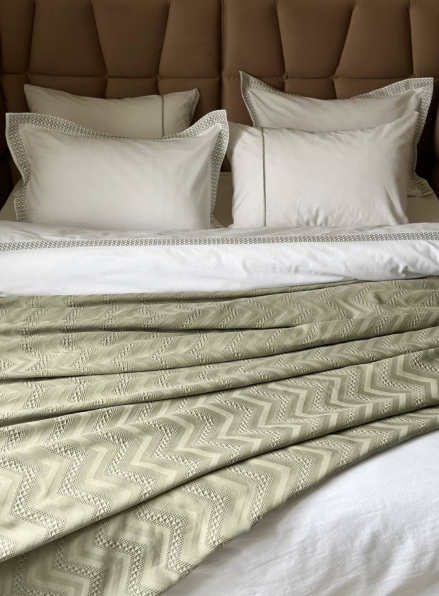 Постільна білизна з піке Saheser Noemi green євро 200х220