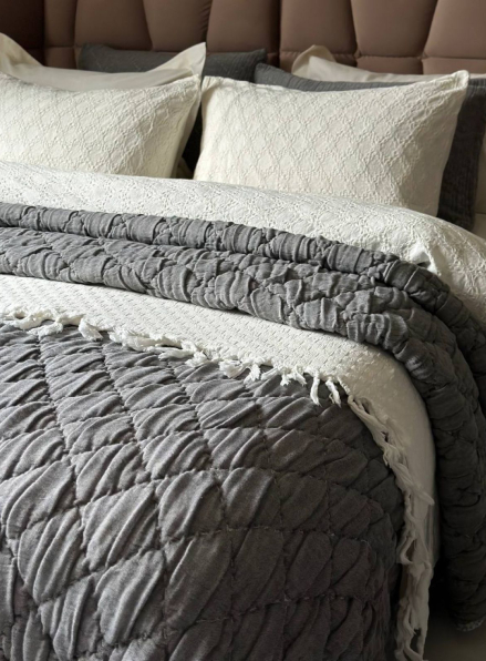 Муслінове покривало з наволочками Atlas grey євро Туреччина