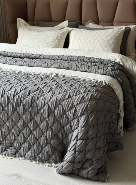 Муслінове покривало з наволочками Atlas grey євро Туреччина