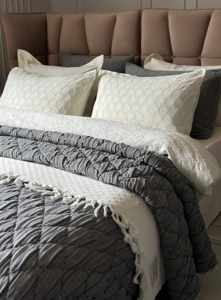 Муслінове покривало з наволочками Atlas grey євро Туреччина