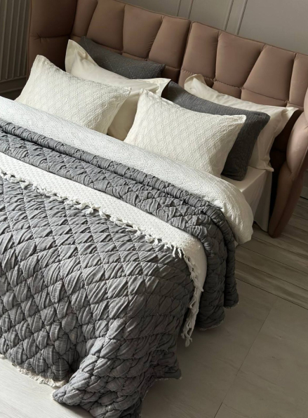 Муслінове покривало з наволочками Atlas grey євро Туреччина