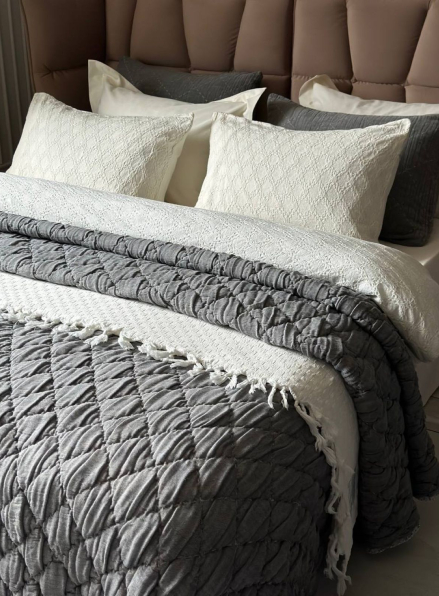 Муслінове покривало з наволочками Atlas grey євро Туреччина