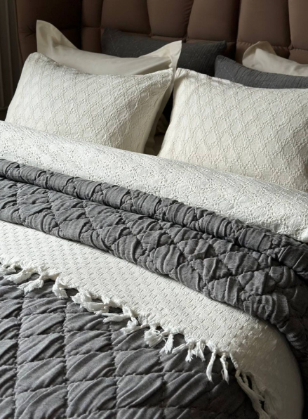 Муслінове покривало з наволочками Atlas grey євро Туреччина