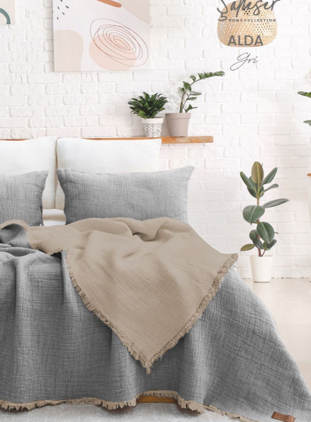 Муслінове покривало з наволочками Saheser Alda gri євро Туреччина