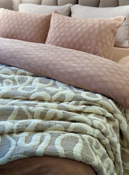 Муслінове покривало з наволочками Saheser Mervis bej євро Туреччина