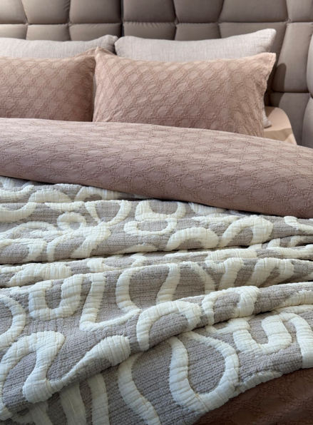 Муслінове покривало з наволочками Saheser Mervis bej євро Туреччина