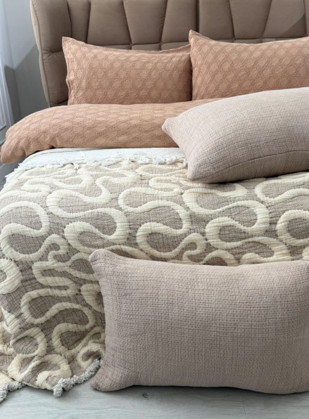 Муслінове покривало з наволочками Saheser Mervis bej євро Туреччина