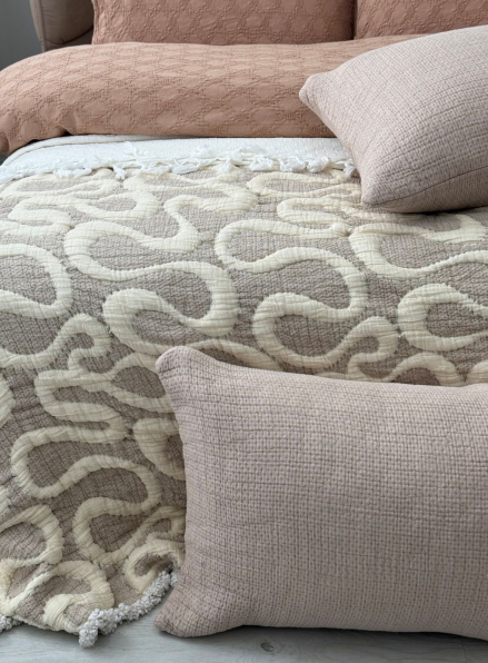 Муслінове покривало з наволочками Saheser Mervis bej євро Туреччина