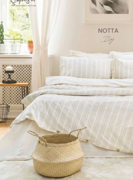 Постільна білизна з простирадлом на резинці Saheser Notta Bej Євро