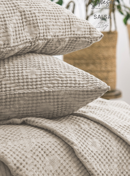 Жакардове покривало з наволочками Saheser Salsa bej євро Туреччина