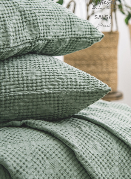 Жакардове покривало з наволочками Saheser Salsa yesil євро Туреччина