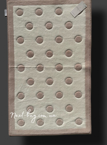 Натуральный коврик для пола в горошек Puantiye кремовий с бежевым Maison D'or 70х120