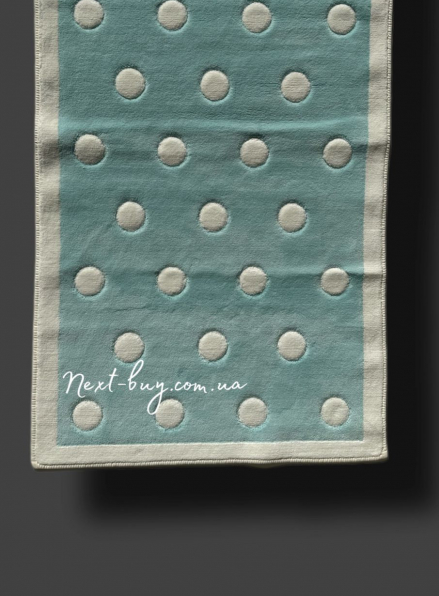 Натуральный коврик для пола в горошек Puantiye кремовий с голубым Maison D'or 70х120