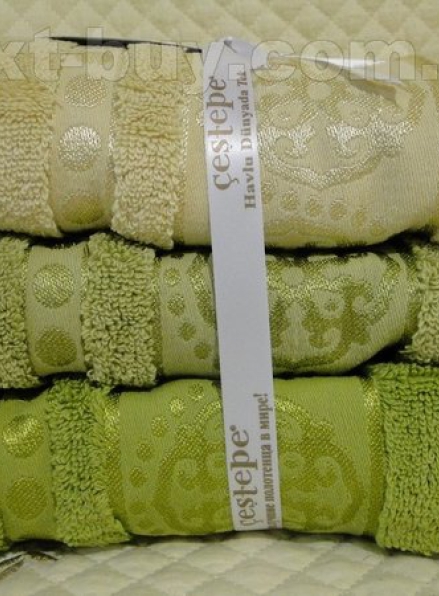 Комплект полотенец сауна Cestepe 3 Orient micro Delux Green 100% cotton 90х150 Турция