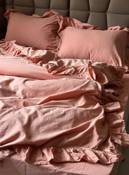 Ексклюзивна постільна білизна Limasso Exclusive Old Rose 200x220 з вареної бавовни
