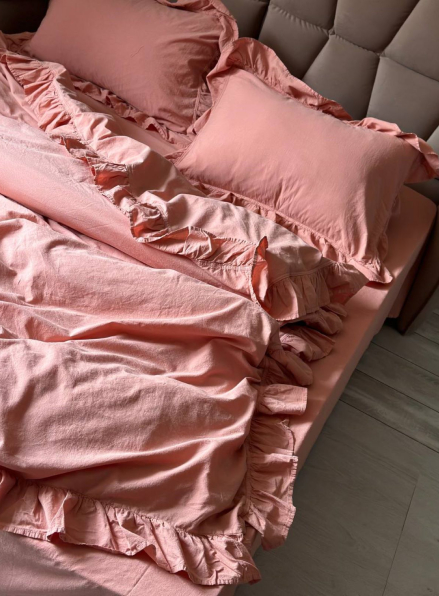 Ексклюзивна постільна білизна Limasso Exclusive Old Rose 200x220 з вареної бавовни