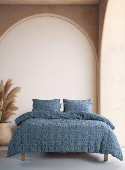 Ексклюзивна постільна білизна Limasso Kristal Akdeniz Mavisi 200x220 з вареної бавовни