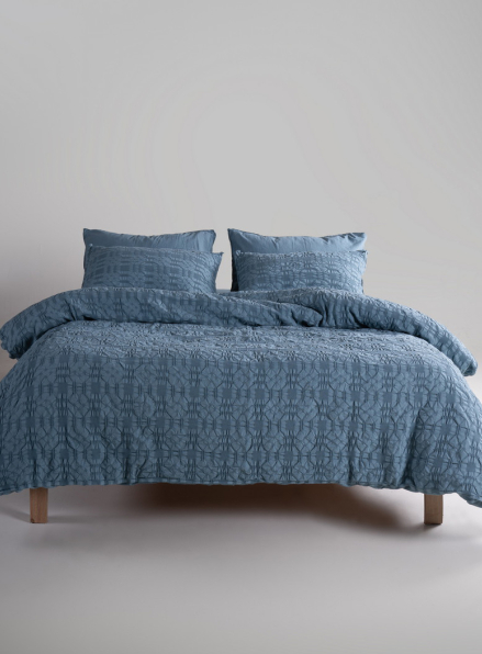 Ексклюзивна постільна білизна Limasso Kristal Akdeniz Mavisi 200x220 з вареної бавовни