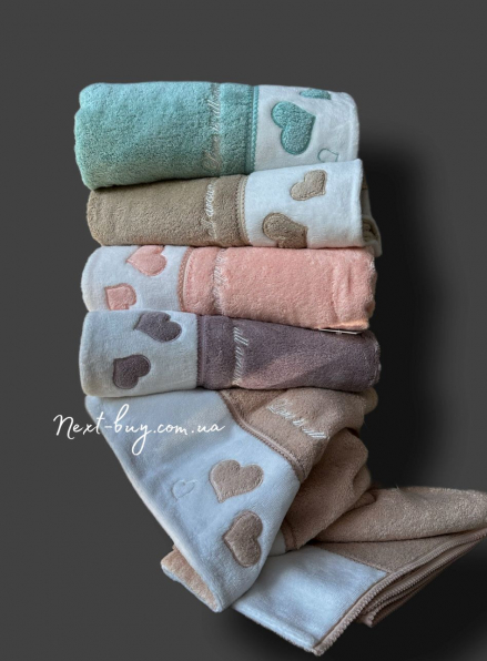 Maison D`or Monique Hearts махровое полотенце 50х100 персиковое