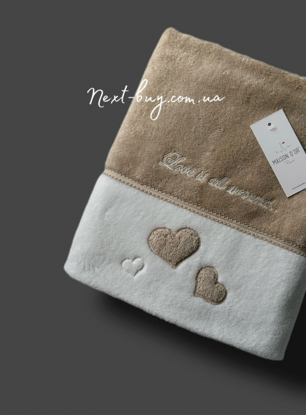 Maison D`or Monique Hearts махровое полотенце для сауны 85х150 бежевое