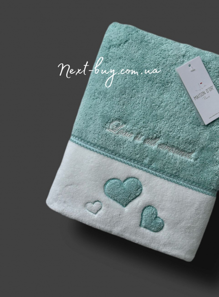 Maison D`or Monique Hearts махровое полотенце для сауны 85х150 бирюзовое