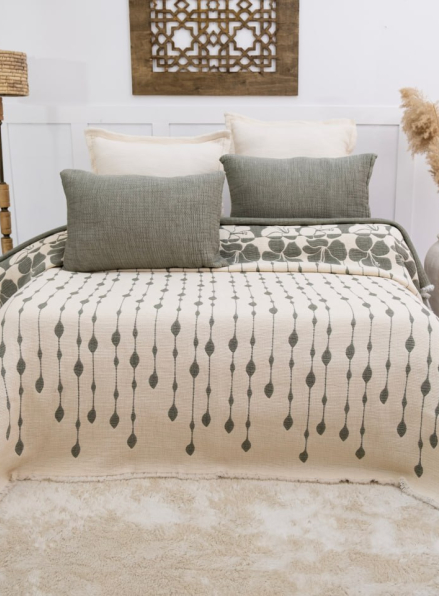 Муслінове покривало з наволочками Saheser Sole Haki євро Туреччина