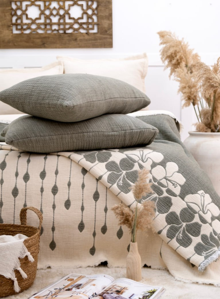 Муслінове покривало з наволочками Saheser Sole Haki євро Туреччина