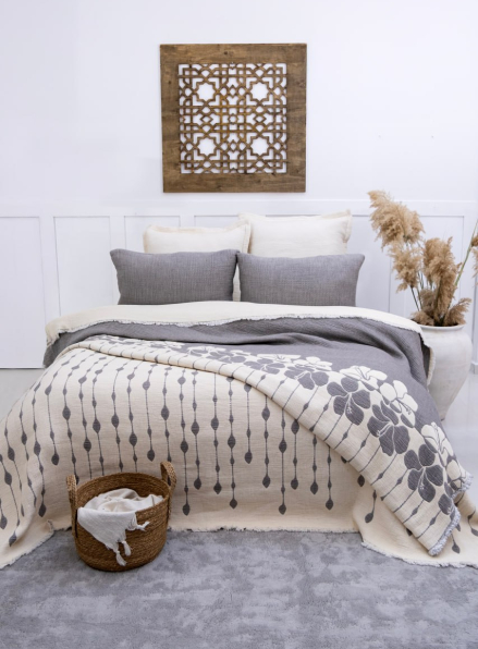 Муслінове покривало з наволочками Saheser Sole Gri євро Туреччина