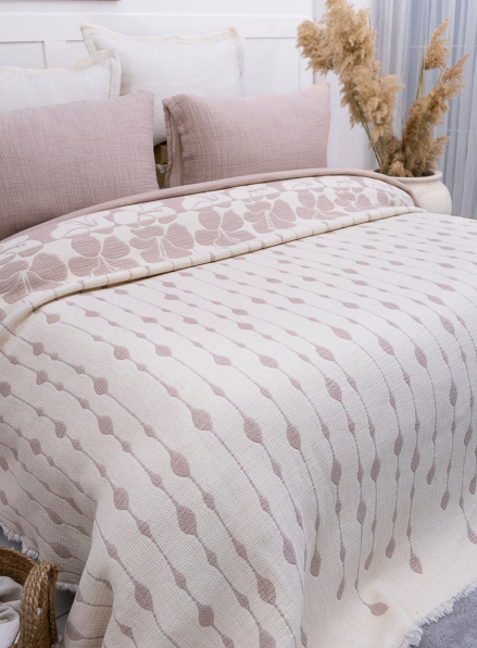 Муслінове покривало з наволочками Saheser Sole Bej євро Туреччина