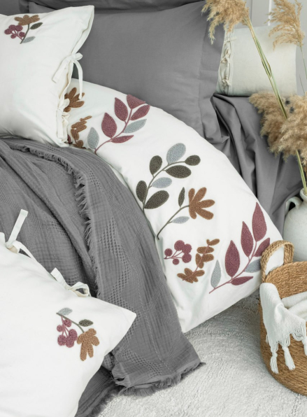 Постільна білизна з піке з простирадлом на резинці Saheser Paula Gri євро